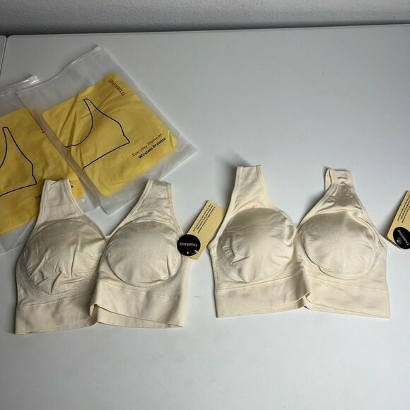Set of 2 NWT True Kind Wireless Bralettes Cream Size XS - Picture 1 of 7